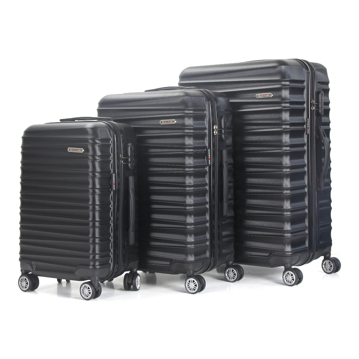 Set de 3 valises rigides ABS 4 doubles roues 360° (55/65/75 cm) – Palma, coloris noir